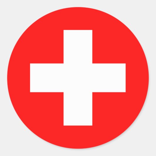 Zwitserse vlag ronde sticker (Voorkant)
