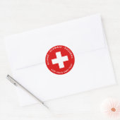 Zwitserse vlag ronde sticker (Envelop)
