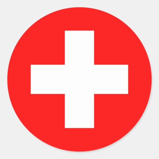 Zwitserse vlag ronde sticker (Voorkant)