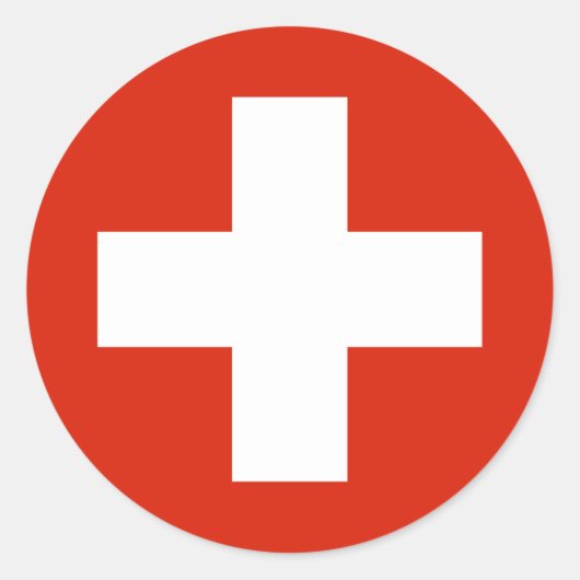 Zwitserse vlag ronde sticker (Voorkant)