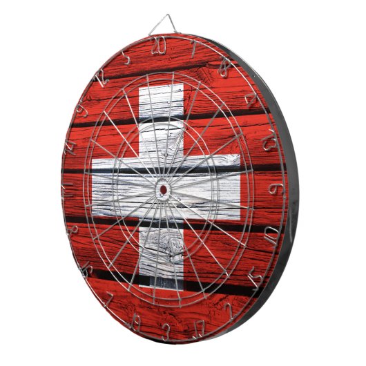 Zwitserse vlag Rustic Wood Bag Dartbord (Voorkant Rechts)