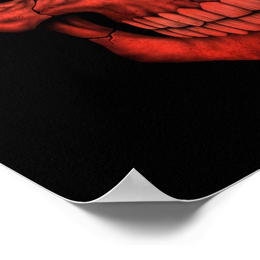 Zwitserse vlag schedel op zwart poster (Hoek)