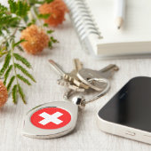 Zwitserse vlag sleutelhanger (Zijkant)