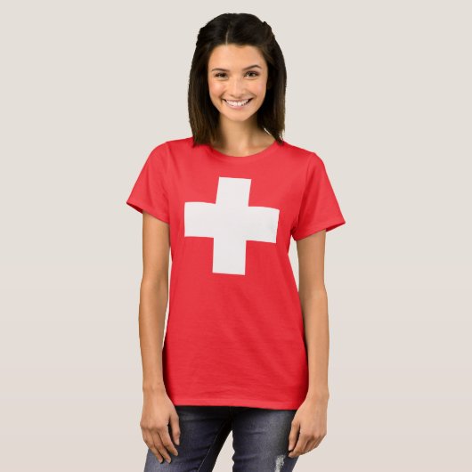 Zwitserse vlag t-shirt (Voorkant volledig)