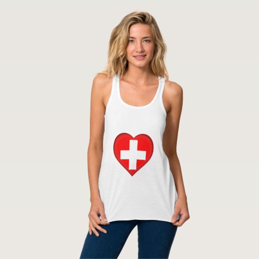 Zwitserse vlag tanktop (Volledige Voorkant)