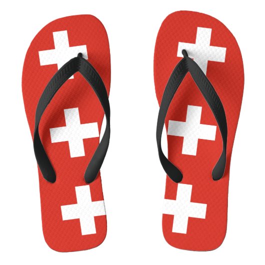 Zwitserse vlag teenslippers (Voetbed)