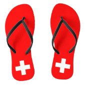 Zwitserse vlag teenslippers (Voetbed)