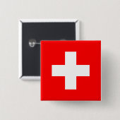 Zwitserse vlag vierkante button 5,1 cm (Voorkant /achterkant)