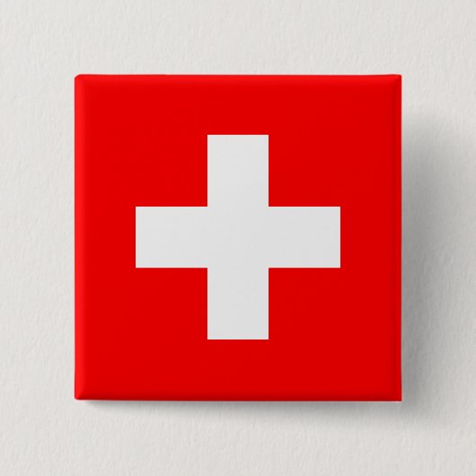 Zwitserse vlag vierkante button 5,1 cm (Voorkant)