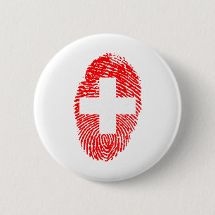 Zwitserse vlag Vingerafdrukprijs land Ronde Button 5,7 Cm
