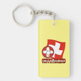 Zwitserse Vlag Voetbal Geel Achtergrond Acryl Sleutelhanger