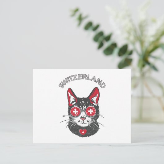 Zwitserse vlag Voetbal Soccer Cat Mascot Briefkaart (Staand voorkant)
