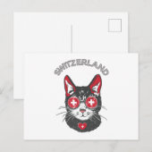 Zwitserse vlag Voetbal Soccer Cat Mascot Briefkaart (Voorkant / Achterkant)