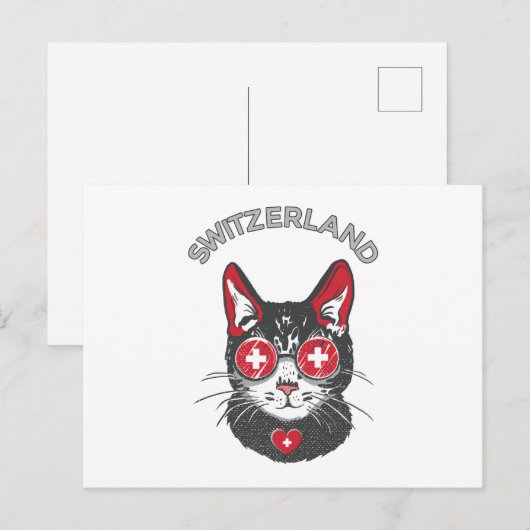 Zwitserse vlag Voetbal Soccer Cat Mascot Briefkaart (Voorkant / Achterkant)
