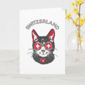 Zwitserse vlag Voetbal Soccer Cat Mascot Kaart (Gele Bloem)