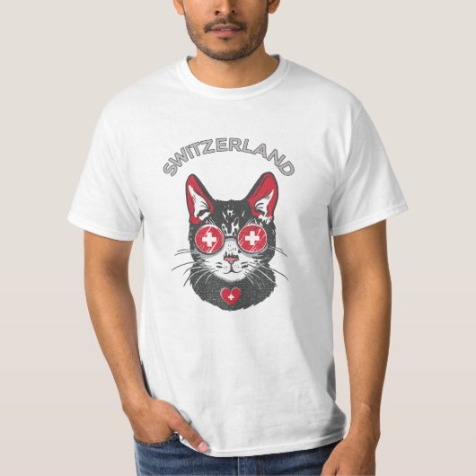 Zwitserse vlag Voetbal Soccer Cat Mascot T-shirt (Voorkant)