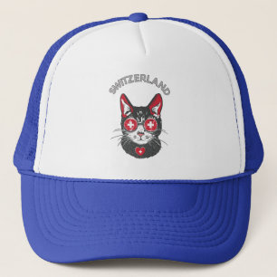 Zwitserse vlag Voetbal Soccer Cat Mascot Trucker Pet