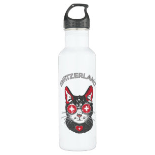 Zwitserse vlag Voetbal Soccer Cat Mascot Waterfles