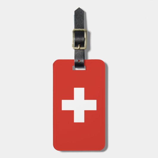 Zwitserse vlag - witte kruis bagagelabel (Voorkant verticaal)