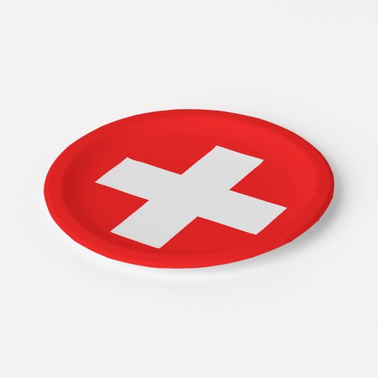 Zwitserse vlag (Zwitserland) Papieren Bordje (Gekanteld)