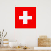 Zwitserse vlag (Zwitserland) Poster (Keuken)