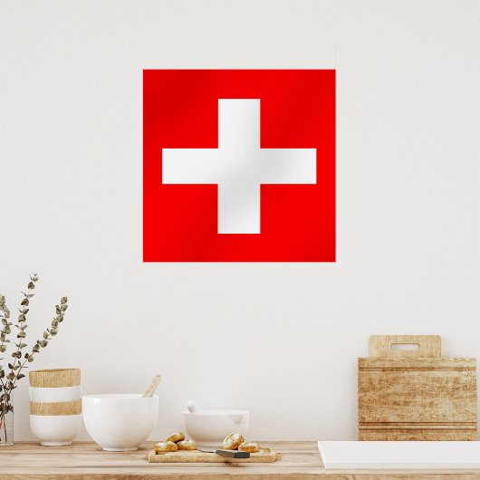 Zwitserse vlag Zwitserland Suisse Svizra giften Poster (Keuken)
