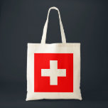 Zwitserse vlag (Zwitserland) Tote Bag<br><div class="desc">Dit ontwerp is voorzien van de vlag van Zwitserland (officieel de Zwitserse Bondsstaat), een land dat niet aan zee grenst in het midden van Europa. Het is een federale republiek, verdeeld in 26 kantons; de hoofdstad is Bern, terwijl de grootste stad Zürich is. Het land grenst Duitsland aan het noorden,...</div>