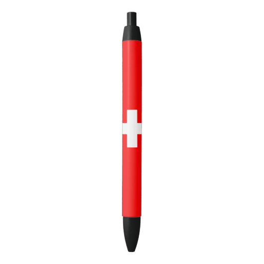 Zwitserse vlag (Zwitserland) Zwarte Inkt Pen (Voorkant Verticaal)