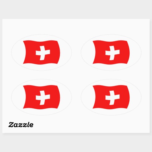 Zwitserse vlaggen ovale sticker (Vel)