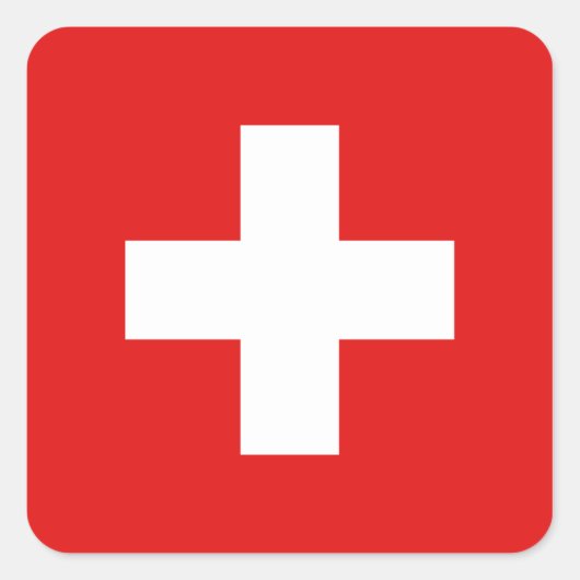 Zwitserse vlaggen vierkante sticker (Voorkant)
