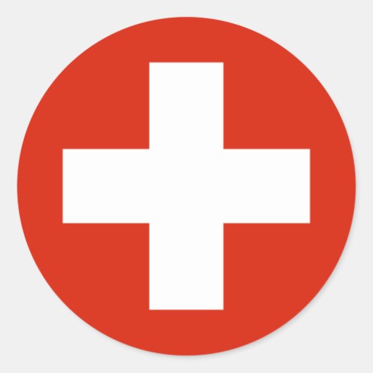 Zwitserse vlaggenproducten ronde sticker (Voorkant)