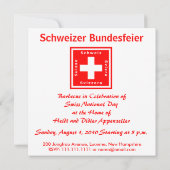 Zwitserse vlaggenuitnodiging voor een Zwitserse th Kaart (Achterkant)