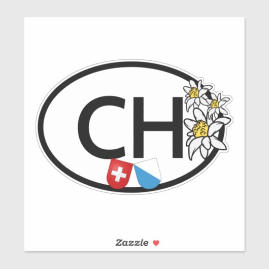 Zwitserse & Zürich Vlaggen | Edelweiss Flowers | O Sticker (Vel)