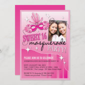 ZWITTE SIXTEEN MASQUERADE INVITATIE KAART (Voorkant / Achterkant)