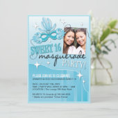 ZWITTE SIXTEEN MASQUERADE INVITATIE KAART (Staand voorkant)