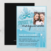 ZWITTE SIXTEEN MASQUERADE INVITATIE KAART (Voorkant / Achterkant)