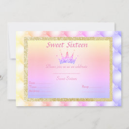 ZWITTE SIXTEEN PASTEL diamantTIARA BIRTHDAY GOLD Kaart