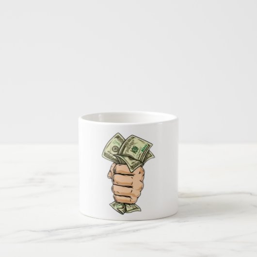 Zwoeg Hard, Verdien Meer – Geldmok Espresso Kop (Voorkant)