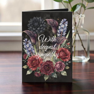 Zwoele bordeauxrood zwart aquarel bloemendroefkaar kaart