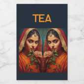 Zwoele Indiase dame theeppluckster Voedselcontainer Etiket (Enkel label)