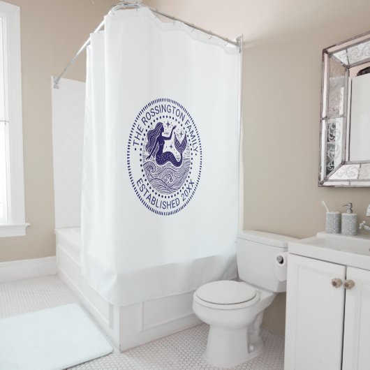 Zwoele Zeemeermin in Golven Familienaam Datum Est  Douchegordijn (In situ)