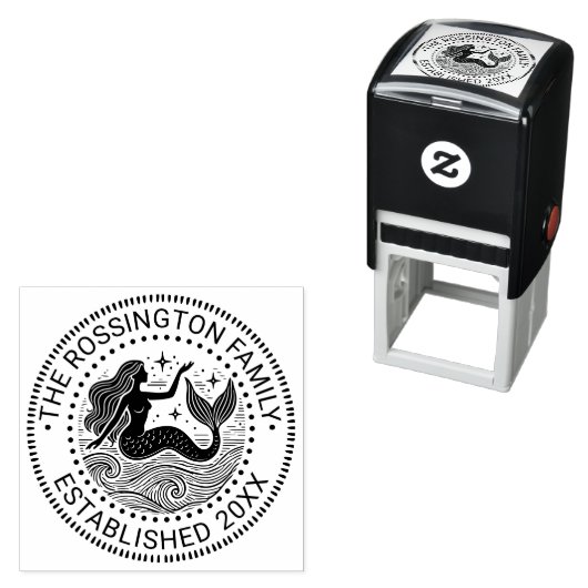 Zwoele Zeemeermin in Golven Familienaam Datum Opge Zelfinktende Stempel (In situ)