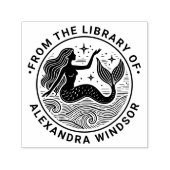 Zwoele Zeemeermin in Ocean Waves Library Boeknaam Zelfinktende Stempel (Design)