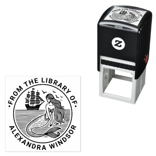 Zwoele Zeemeermin Sirene, scheepsbibliotheek boekn Zelfinktende Stempel (In situ)