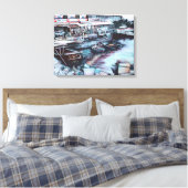 Zwoelige Prelude tot schemering, Jaffe, Israël Canvas Afdruk (Insitu (Slaapkamer))