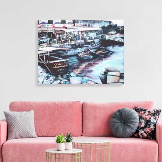 Zwoelige Prelude tot schemering, Jaffe, Israël Canvas Afdruk (Insitu (Woonkamer))