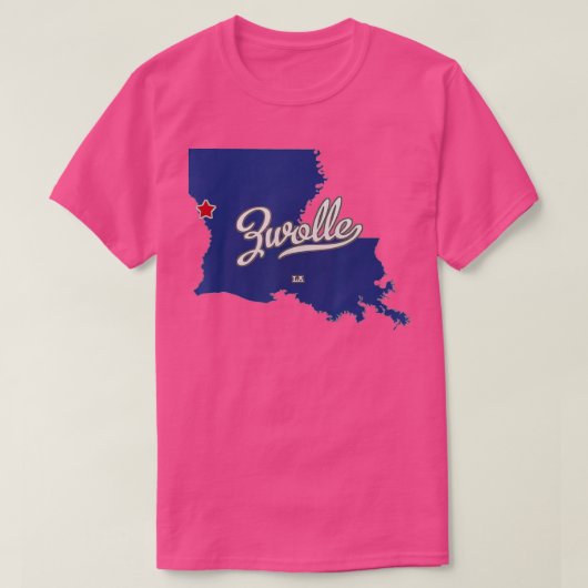 Zwolle Louisiana LA Map T-shirt (Design voorkant)