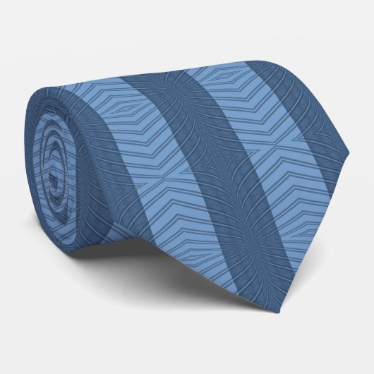 Zwolse trendy blues abstract herhalend patroon stropdas (Opgerold)