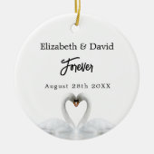 Zwonden houden van witte namen bruiloft keramisch ornament (Voorkant)