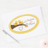 Zwriemvogel (geel) Weddenschap Ovale kruidenticker Sticker (Envelop)